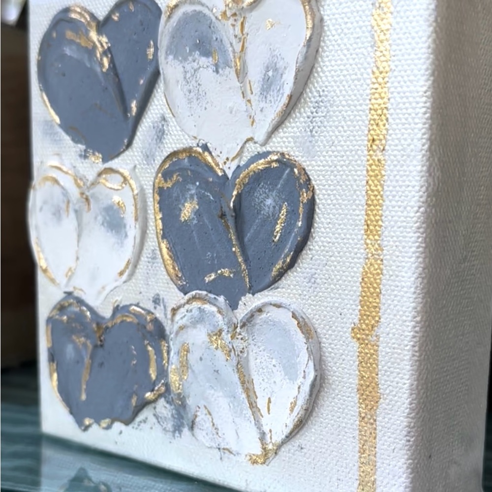 Blue Hearts texture painting